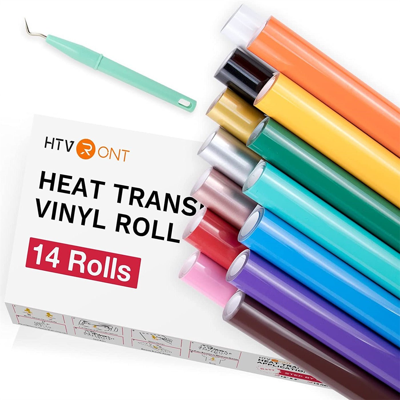 HTVRONT 8/14pcs 12X3ft Multi-Color PU Heat Transfer Vinyl Roll for