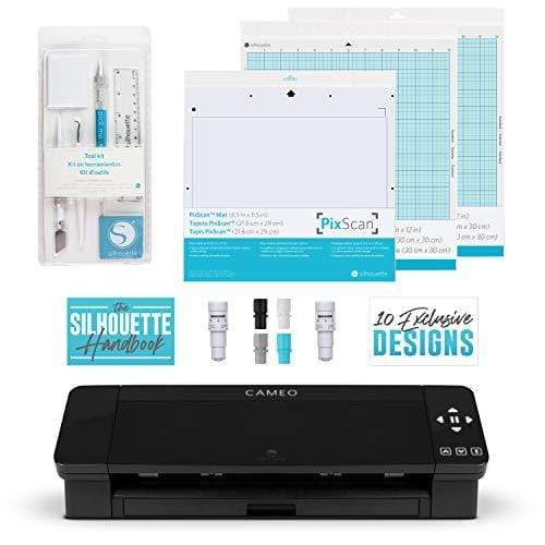 Silhouette Black Cameo 5 w/ Deluxe Blade & Tool Pack, Mat Pack, Guides, Designs