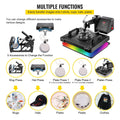 VEVOR Combo Heat Press Machine 5/6/8 in 1 30*38CM 38*38CM Muntifunctional Sublimation Printer Transfer for Mug Hat Plate T-Shirt