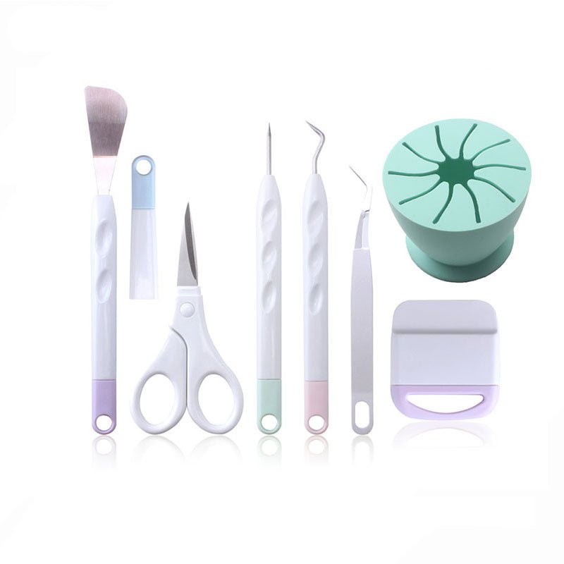 craftercuts 7pcs set A / CN Vinyl Weeding Tool Precision Tweezer Weeder Scraper Silhouette Cameo Tool DIY Cardstock Craft Kit for Cricut Machine Accessory