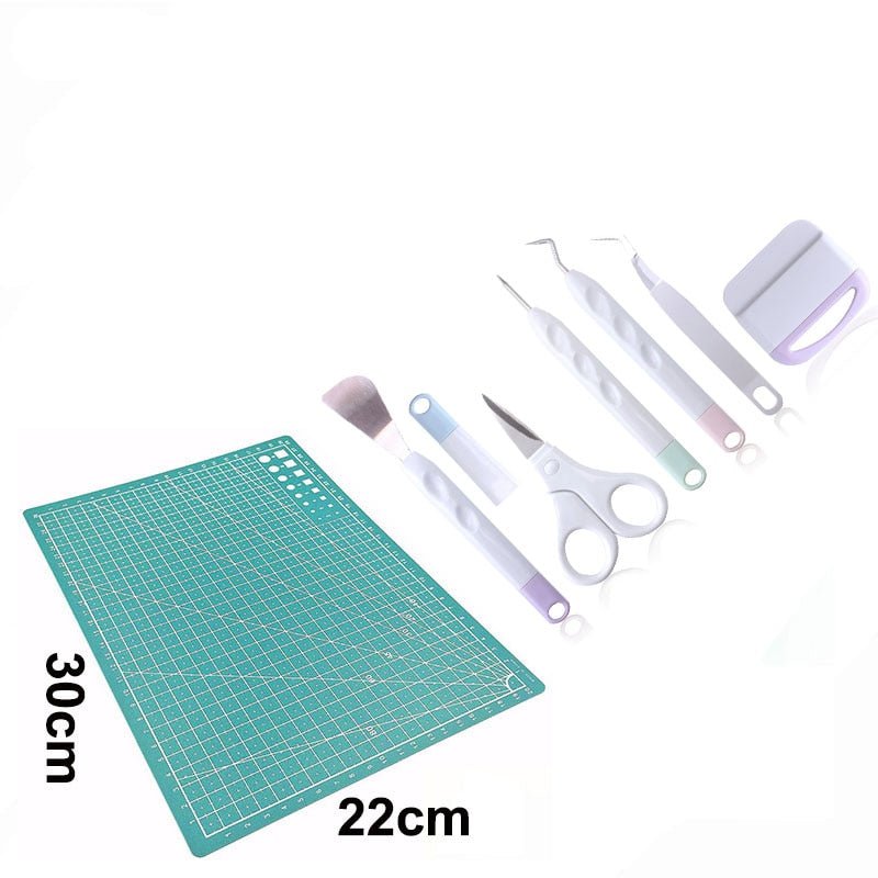 craftercuts 7pcs set B / CN Vinyl Weeding Tool Precision Tweezer Weeder Scraper Silhouette Cameo Tool DIY Cardstock Craft Kit for Cricut Machine Accessory