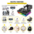 VEVOR Combo Heat Press Machine 5/6/8 in 1 30*38CM 38*38CM Muntifunctional Sublimation Printer Transfer for Mug Hat Plate T-Shirt