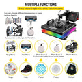 VEVOR Combo Heat Press Machine 5/6/8 in 1 30*38CM 38*38CM Muntifunctional Sublimation Printer Transfer for Mug Hat Plate T-Shirt