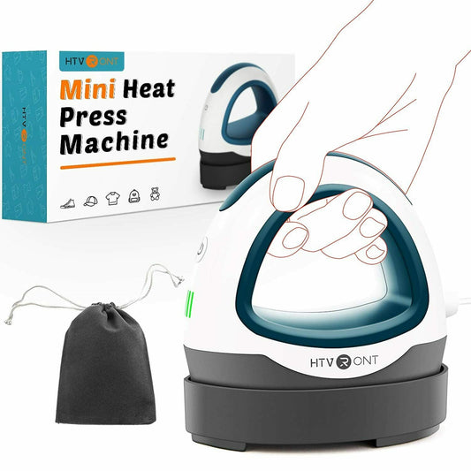 craftercuts HTVRONT Portable MINI Heat Press Machine DIY Auto Easy Heating Transfer Iron On HTV for Clothes Bags Shoes Hat T-shirts Printing