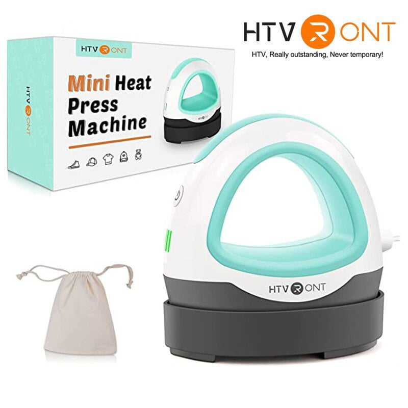 craftercuts Mint green / EU / CN HTVRONT Portable MINI Heat Press Machine DIY Auto Easy Heating Transfer Iron On HTV for Clothes Bags Shoes Hat T-shirts Printing