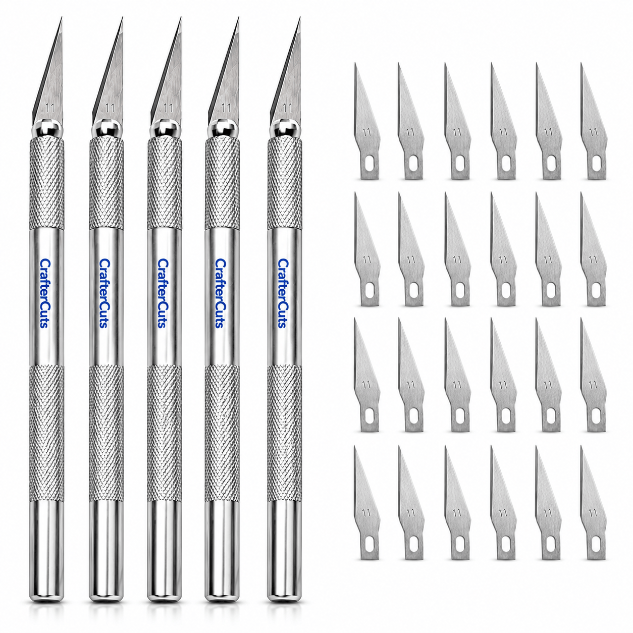 CrafterCuts Tools 5 CrafterCuts Precision Craft Knife with 5 Replacement Blades – Hobby Knife for Cricut, Silhouette, Vinyl, Paper, Cardstock, Stencils, Scrapbooking, Model Building & DIY Crafts