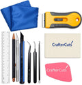 CrafterCuts Vinyl Weeding Tool Kit – Ultimate 10-Piece Precision Craft Tools Set for Cricut, Silhouette, Siser & HTV, Includes Felt Squeegee, Scraper, Precision Knife, Tweezers, Pick Tools, Ruler & Cleaning Cloth (Pink)