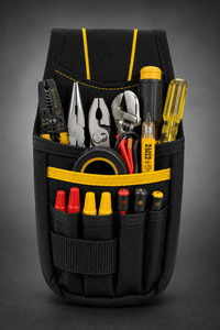 CrafterCuts Tools CrafterCuts Tool Belt Pouch with Heavy-Duty Belt Clip – Electrician Tool Pouch, Vinyl Installer Tool Pouch, Carpenter Tool Pouch, Tape Measure Holder, Utility Knife Holder, Contractor Work Belt Organizer