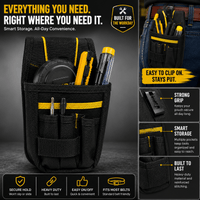 CrafterCuts Tools CrafterCuts Tool Belt Pouch with Heavy-Duty Belt Clip – Electrician Tool Pouch, Vinyl Installer Tool Pouch, Carpenter Tool Pouch, Tape Measure Holder, Utility Knife Holder, Contractor Work Belt Organizer