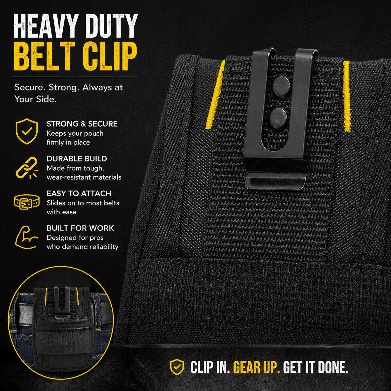 CrafterCuts Tools CrafterCuts Tool Belt Pouch with Heavy-Duty Belt Clip – Electrician Tool Pouch, Vinyl Installer Tool Pouch, Carpenter Tool Pouch, Tape Measure Holder, Utility Knife Holder, Contractor Work Belt Organizer