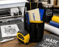 CrafterCuts Tools CrafterCuts Tool Belt Pouch with Heavy-Duty Belt Clip – Electrician Tool Pouch, Vinyl Installer Tool Pouch, Carpenter Tool Pouch, Tape Measure Holder, Utility Knife Holder, Contractor Work Belt Organizer