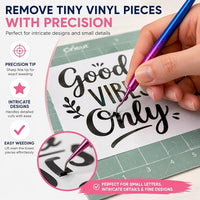 CrafterCuts Ultimate 10-Piece Vinyl Weeding Tool Kit for Cricut & Silhouette – Precision Craft Tools Set with Felt Squeegee, Scraper, Precision Knife, Tweezers, Pick Tools, Ruler & Cloth (Pink)