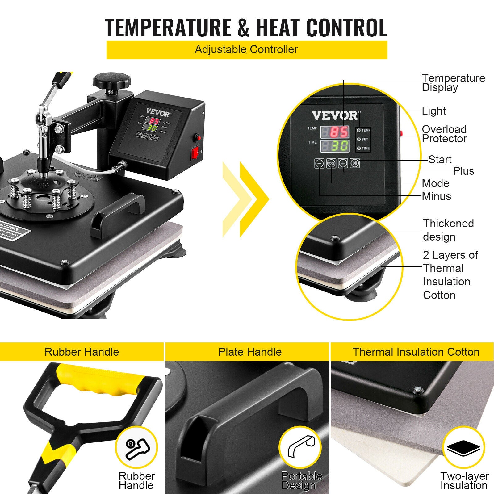 craftercuts VEVOR Combo Heat Press Machine 5/6/8 in 1 30*38CM 38*38CM Muntifunctional Sublimation Printer Transfer for Mug Hat Plate T-Shirt