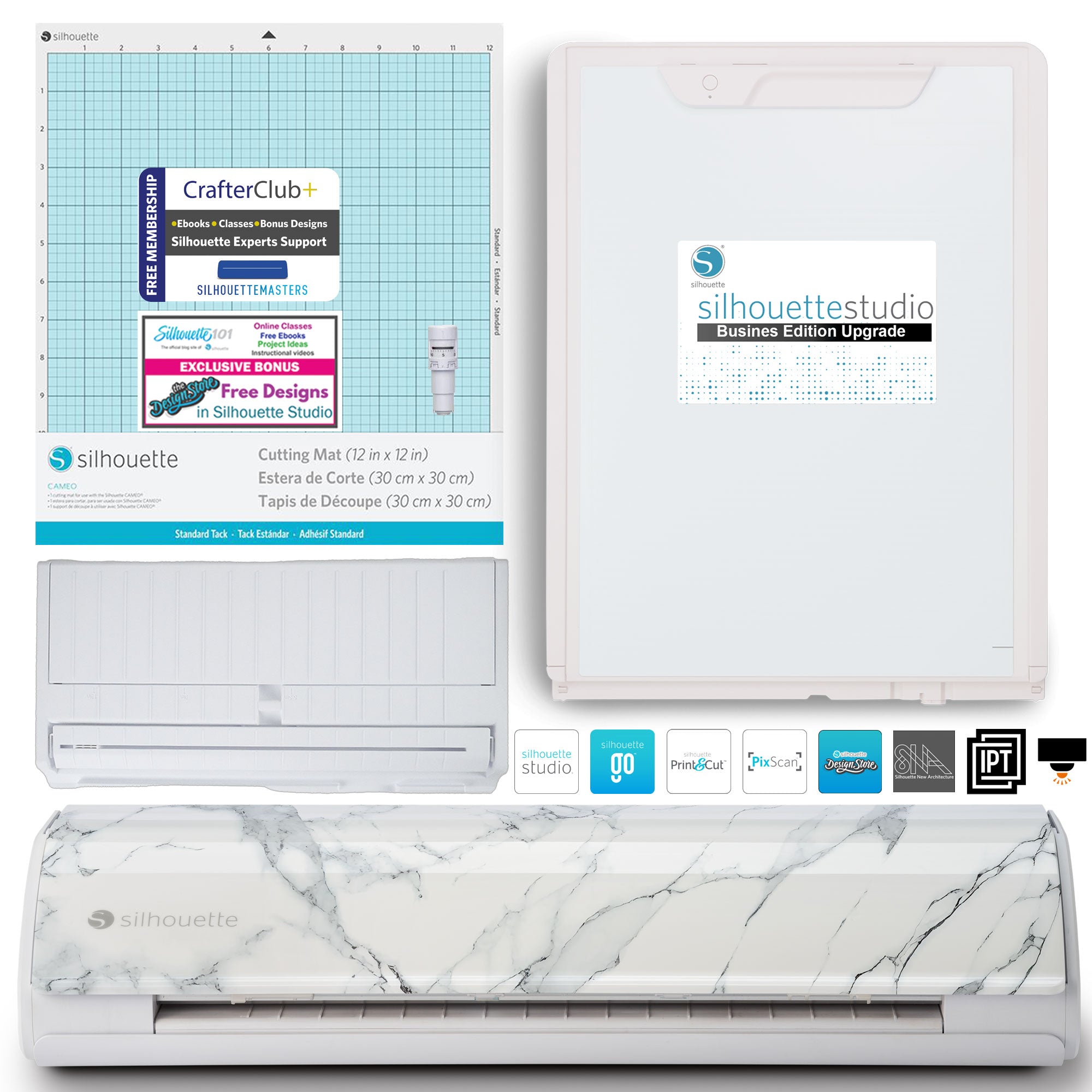 Silhouette America Vinyl Cutters Bianca Carrera Silhouette Cameo 5 Bundle with Auto Blade, Standard Mat, ES Mat, and Business Edition Software – Perfect for Crafting & Design