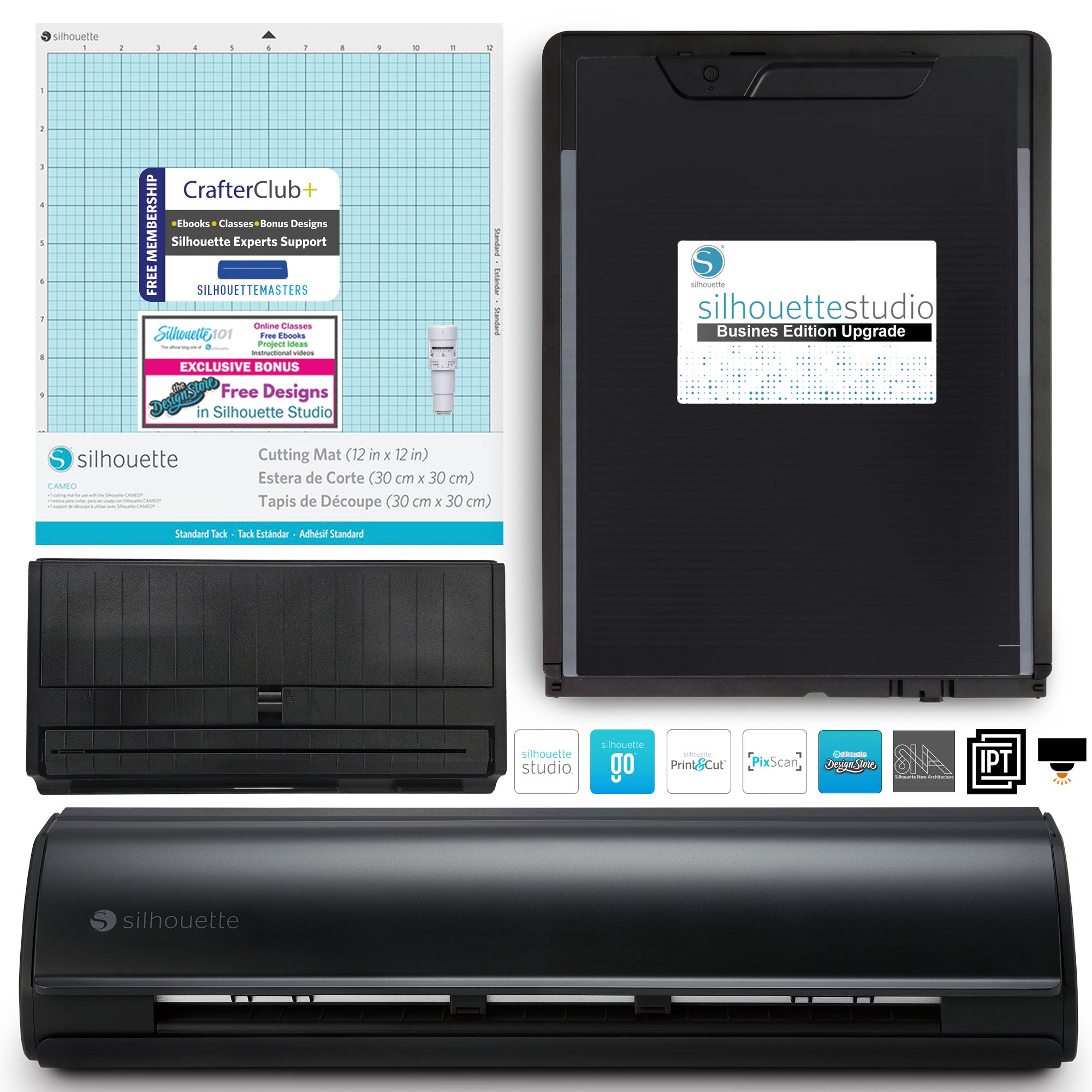 Silhouette America Vinyl Cutters Matte Black Silhouette Cameo 5 Bundle with Auto Blade, Standard Mat, ES Mat, and Business Edition Software – Perfect for Crafting & Design