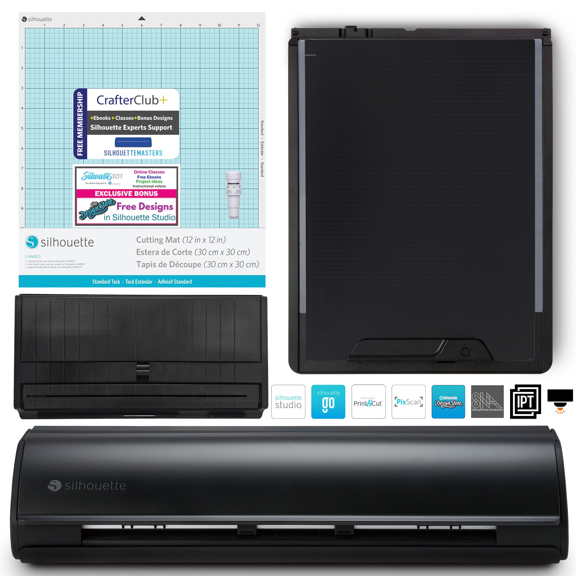 Silhouette America Vinyl Cutters Matte Black Silhouette Cameo 5 Bundle with Auto Blade, Standard Mat, ES Mat, and Standard Edition Software