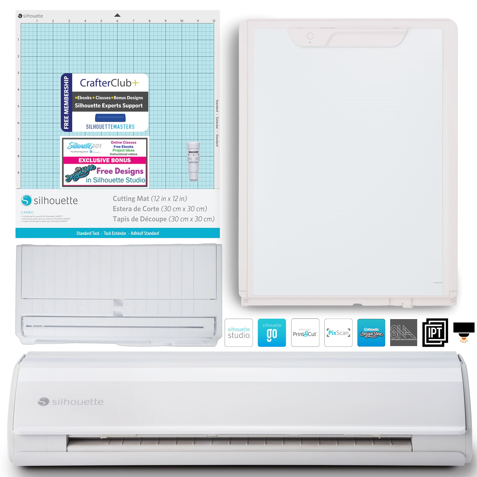 Silhouette America Vinyl Cutters White Silhouette Cameo 5 Bundle with Auto Blade, Standard Mat, ES Mat, and Standard Edition Software