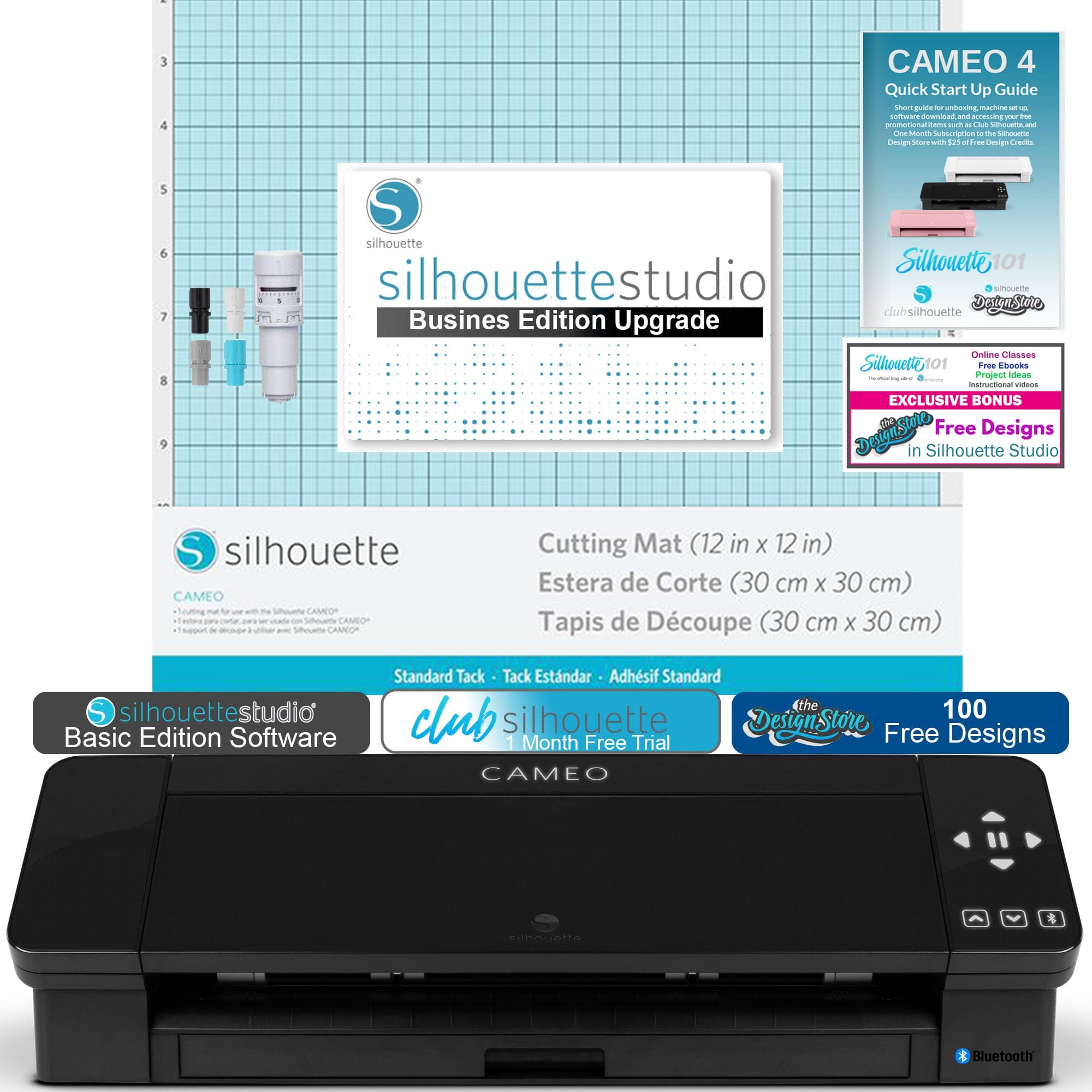 craftercuts Silhouette Cameo 4 12" Vinyl Cutting Black Edition with Silhouette Studio Business Edition Software