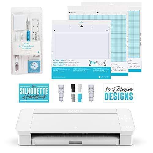 craftercuts Silhouette Cameo 4 Craft Bundle, Sketch Pens, Sticker, Tattoo and Kraft Paper, Sample Pack, Printable Cardstock, Silhouette Handbook and 10 Designs