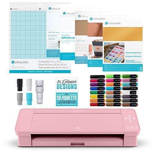 craftercuts Silhouette Cameo 4 Extras Bundle with Extra AutoBlade, Pink Tool Kit, Cutting mat and PixScan. Silhouette Handbook and 10 Extra Designs - Pink Edition