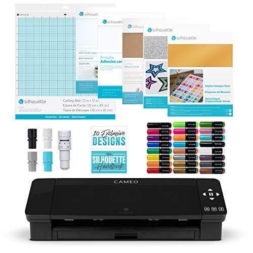 craftercuts Silhouette Cameo 4 Extras Bundle with Extra AutoBlade, Tool Kit, Cutting mat and PixScan. Silhouette Handbook,10 Extra Designs - Black Edition