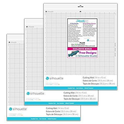 craftercuts Silhouette Cameo 4 Plus Cutting Mat Standard Tack 3 Pack with Silhouette 101 Guide and Bonus Designs