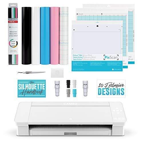 craftercuts Silhouette Cameo 4 Vinyl Bundle 10 Sheets of Vinyl, Hook, Scraper, Transfer Tape, 20 Designs, AutoBlade, PixScan, 12? Cutting mat, Silhouette Handbook