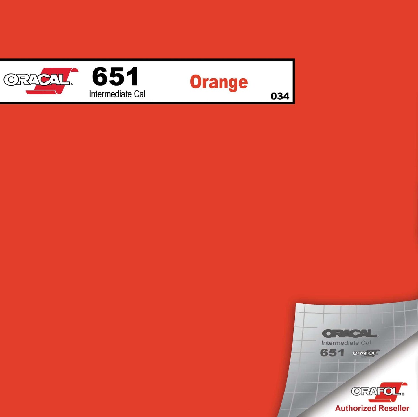 Oracal Vinyls 12 inch Sheet / Orange 034 Oracal 651 Intermediate Vinyl 12 inch  x 12 inch Sheet