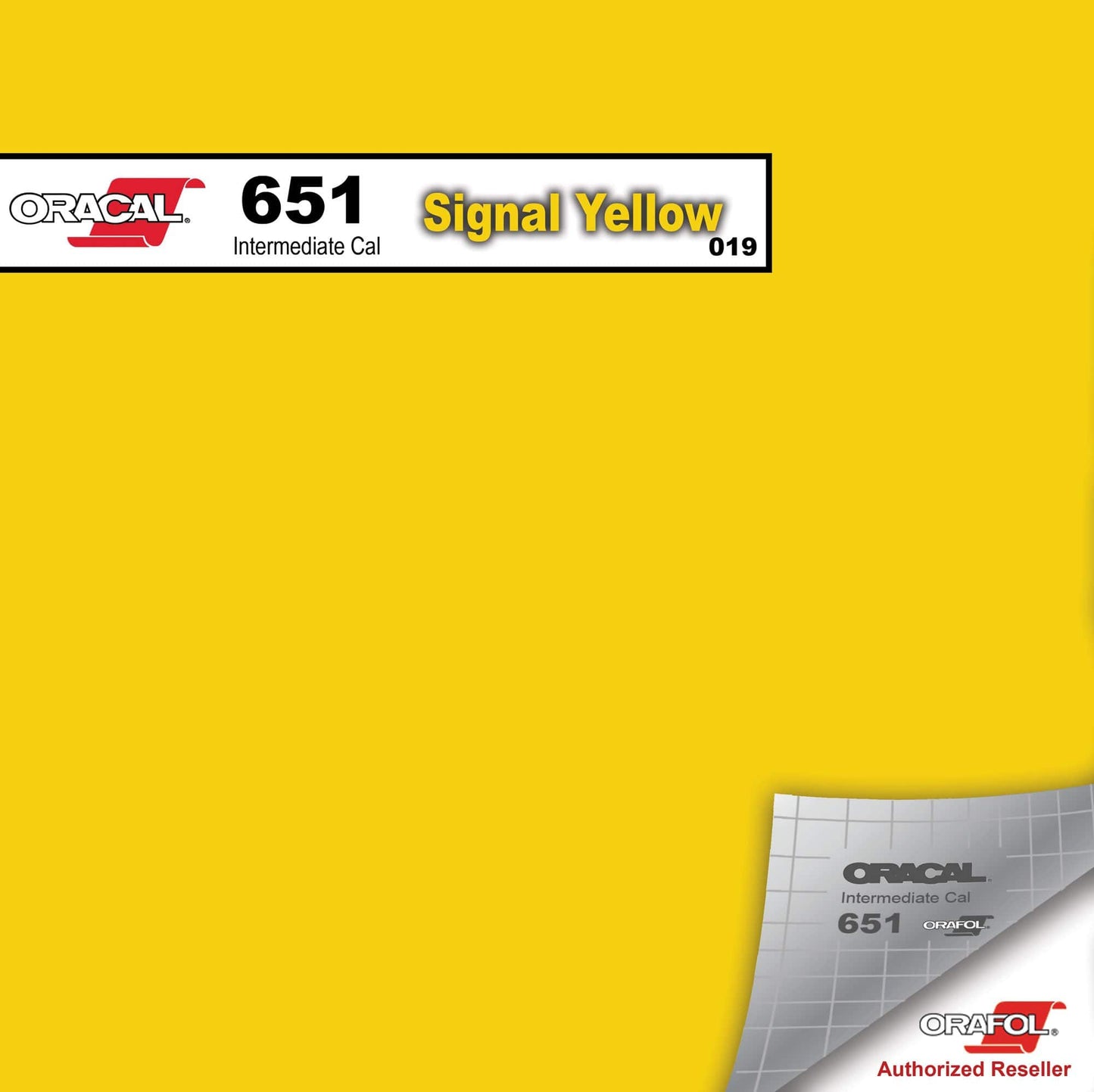 Oracal Vinyls 12 inch Sheet / Signal Yellow 019 Oracal 651 Intermediate Vinyl 12 inch  x 12 inch Sheet