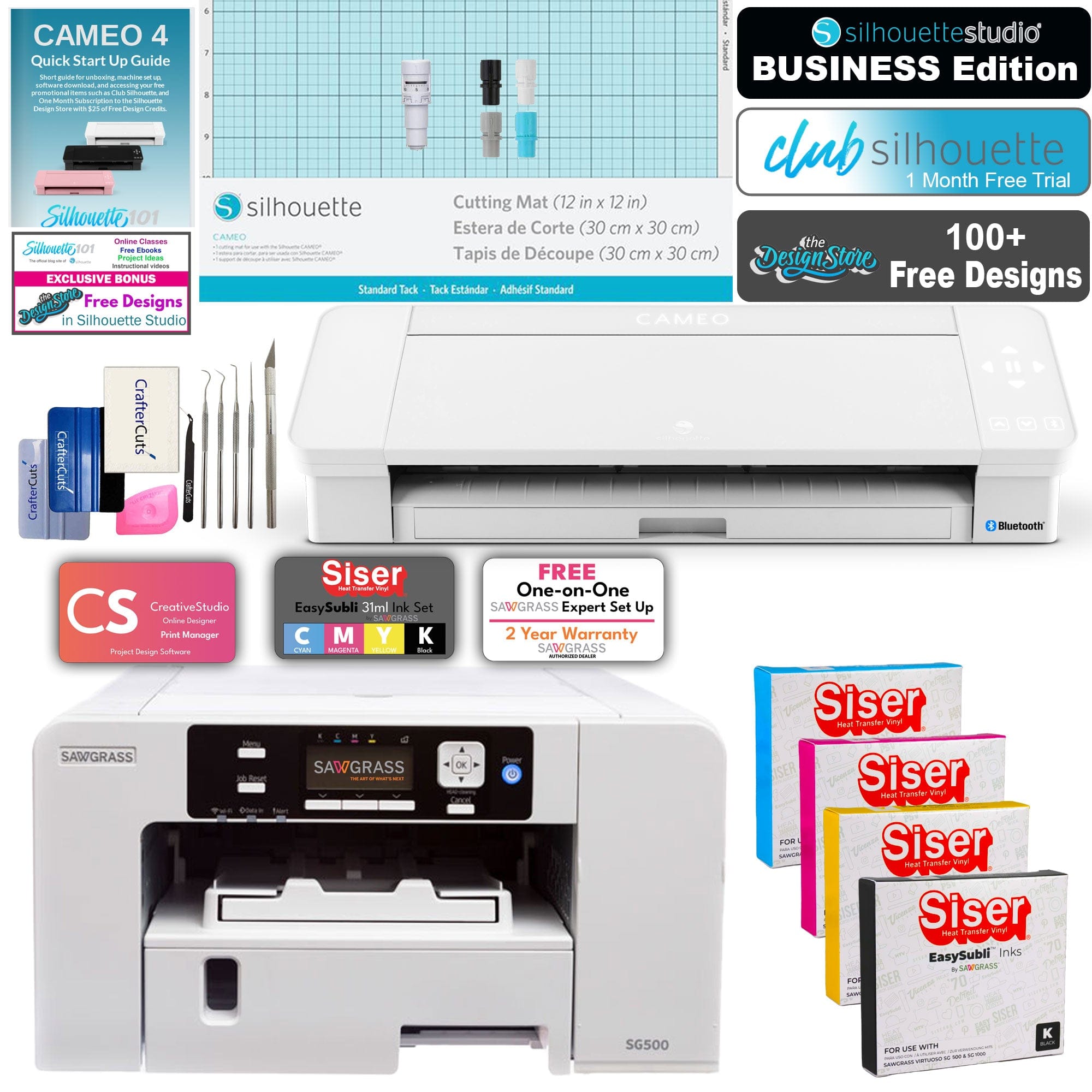 Sawgrass Sawgrass SG500 Siser EasySubli INK Starter Bundle Silhouette Cameo 4 with Business Edition Software