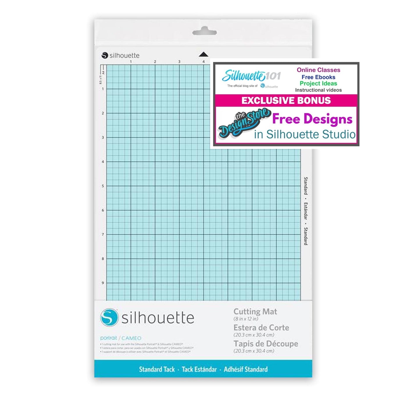 Silhouette America Blades & Cutting Mats One Mat Silhouette America CUT-MAT-8-3T Portrait 2 Cutting Mat, with 50 Free Designs
