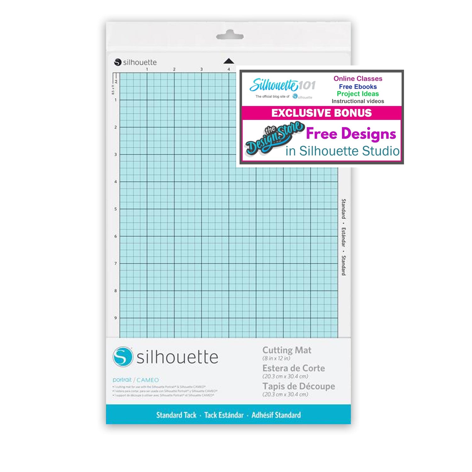 Silhouette America Blades & Cutting Mats One Mat Silhouette America CUT-MAT-8-3T Portrait 2 Cutting Mat, with 50 Free Designs