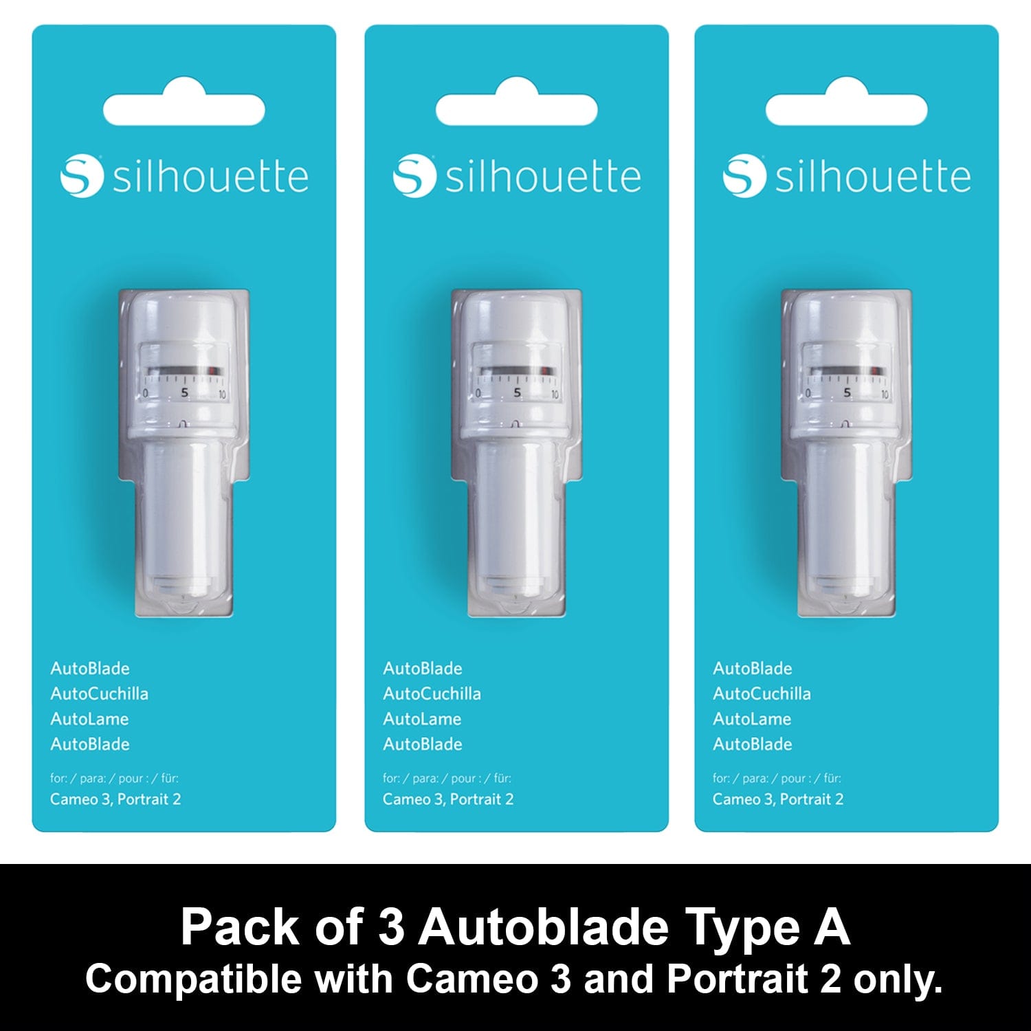 Silhouette America Blades & Cutting Mats Silhouette Autoblade 3 Pack Replacement Blades for Cameo 3 and Portrait 2- with 30 Day Subscription to Smart-Silhouette