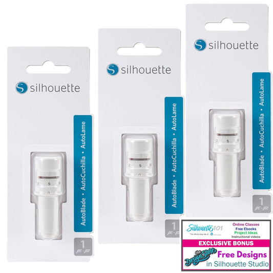 Silhouette America Blades & Cutting Mats Silhouette Autoblade 3 Pack Replacement Blades for Cameo 3 and Portrait 2- with 30 Day Subscription to Smart-Silhouette
