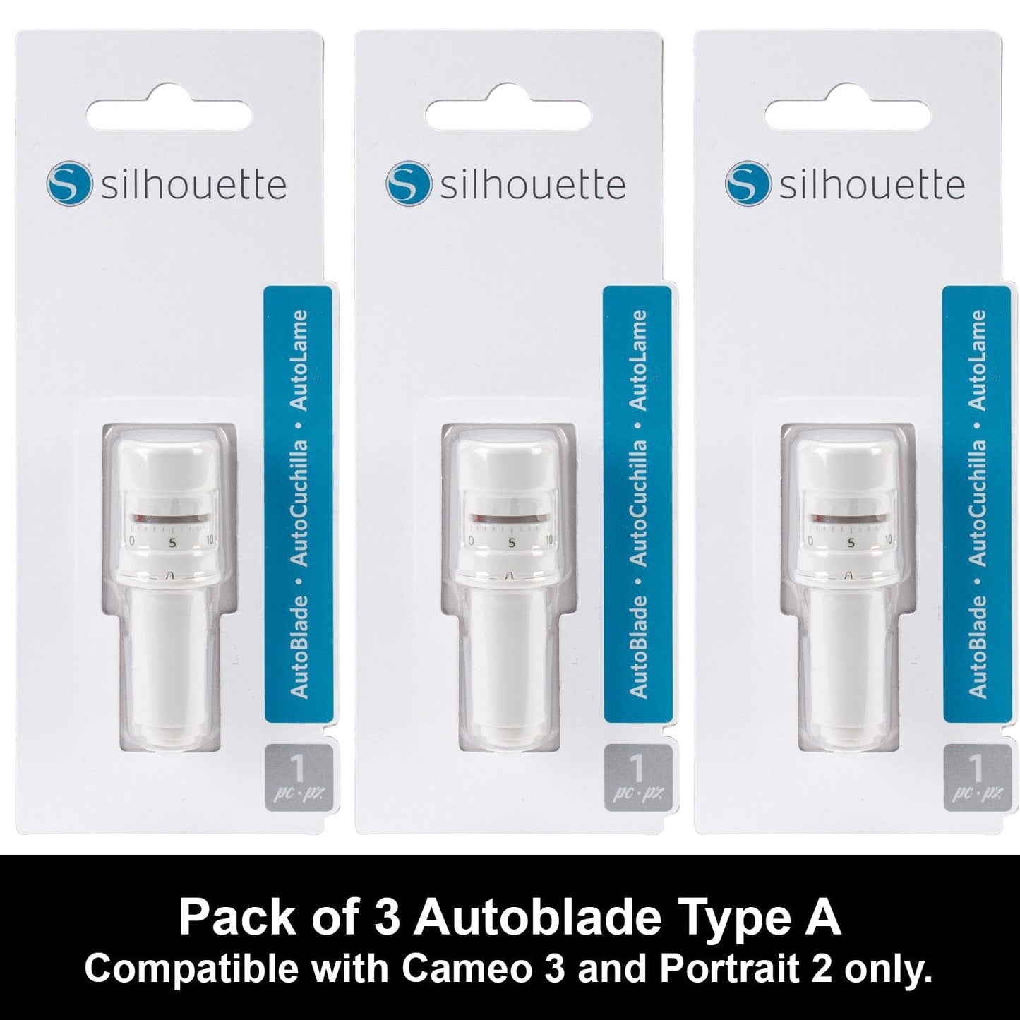 Silhouette America Blades & Cutting Mats Silhouette Autoblade 3 Pack Replacement Blades for Cameo 3 and Portrait 2- with 30 Day Subscription to Smart-Silhouette