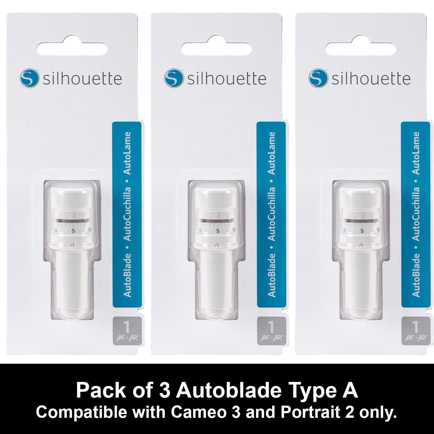 Silhouette America Blades & Cutting Mats Silhouette Autoblade 3 Pack Replacement Blades for Cameo 3 and Portrait 2- with 30 Day Subscription to Smart-Silhouette