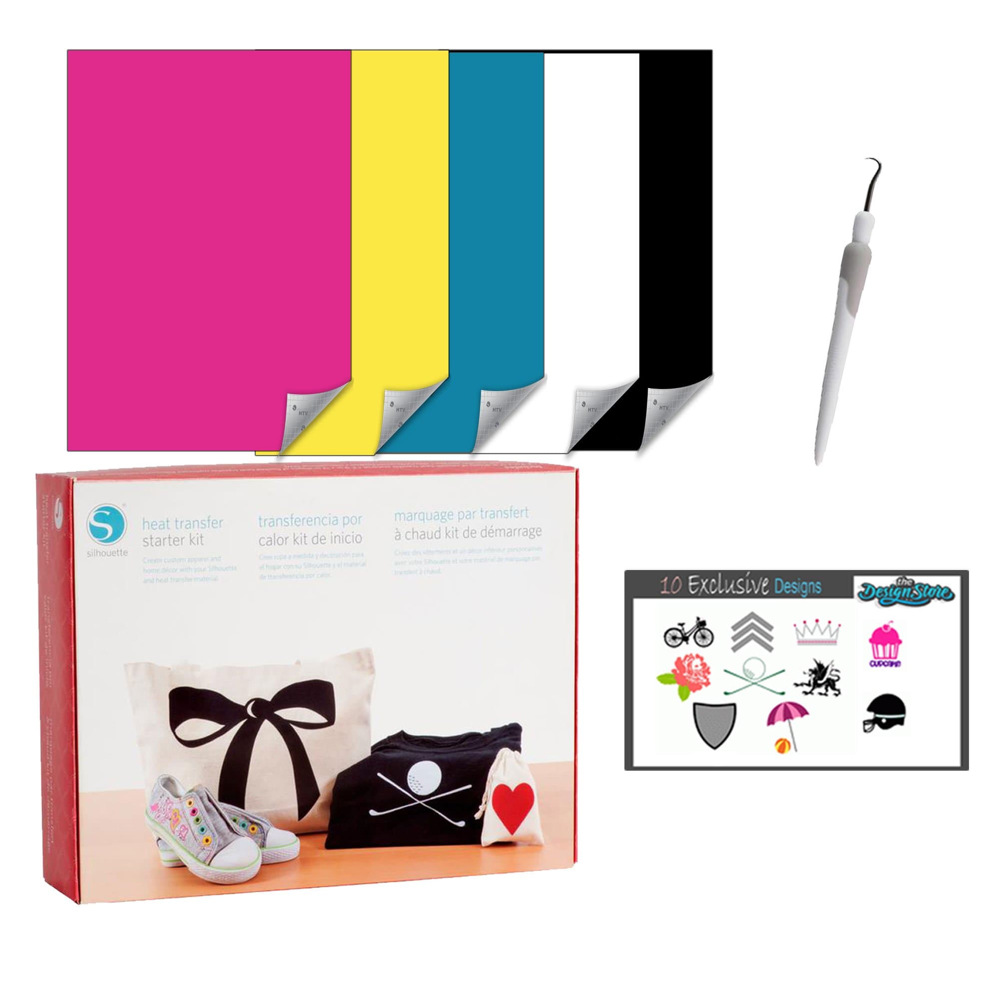 Silhouette America Craft Cutters Silhouette Cameo 4 Pink Bundle with Pixscan Mat, Heat Transfer Starter Kit, 12 Sheets of Printable Heat Transfer Material, PixScan Mat, CrafterCuts Vinyl Tool Kit, 120 Exclusive Designs, and Access to Ebooks, Tutorials, classes.