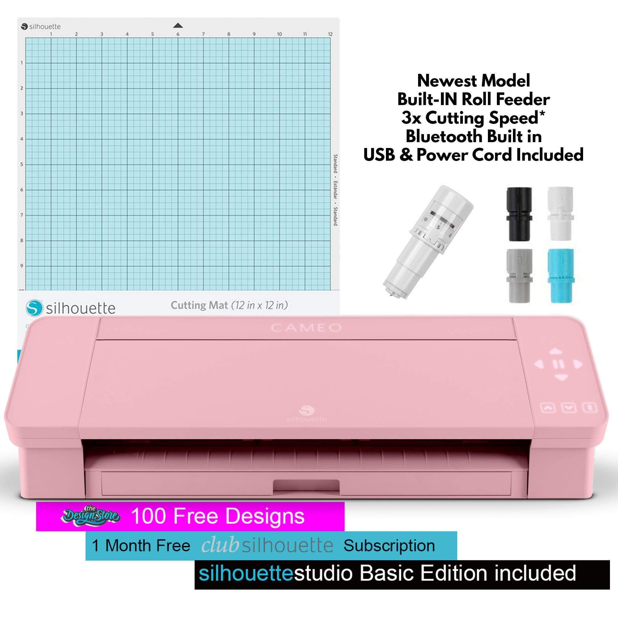 Silhouette Cameo 5 Pink Bundle With Vinyl Starter Kit, Heat Transfer S