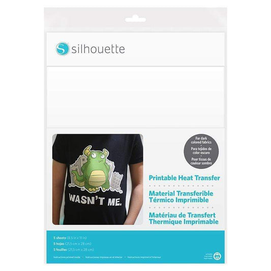 Silhouette America Heat Transfer Materials Silhouette printable heat transfer material for dark fabrics 5 sheets HEAT-PRINT-DK
